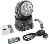 Lumière disco LED 4 en 1 - Tête mobile DMX - 7 LED RGB - 105 W - Télécommande - CA 100-240 V - Noir