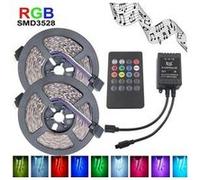 Lumière flexible de bande 3528 led rvb 10m 600led / m musique ir télécommande dc12v - noir Noir G