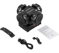 Lumière LED de scène - Beam Moving Head 4 têtes - 200 W - multi-effets - AC 90-240 V - moteur pas à pas - IP25 - noir