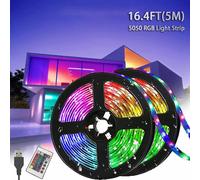 Lumière LED multicolore avec prise USB, barre lumineuse de fond TV, salle de jeux, fête de famille, veilleuse, décoration, RVB, 24 prédire, 5050, 5m RGB