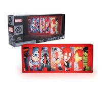 Lumière logo Marvel Avengers - Officiellement licencié, 2 modes d'éclairage, Panneau décoratif pour fans de Marvel, Fonctionne à piles ou USB