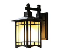 Lumière Murale Vintage E27, Chinois Rétro Extérieure Applique Murale Étanche En Aluminium En Verre Givré, Applique Murale Style Japonais Simple Carré Antique Villa Porte Jardin Terrasse (A)