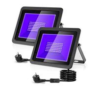 Lumière Noire LED 100W lot de 2, 365nm Projecteur lumière noire UV étanche IP66, Black Light Projecteur UV LED pour fête lumineuse, Halloween, Affiche fluorescente Disco Bar éclairage de scène