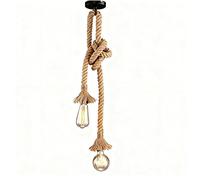 Lumière pendante industrielle, STARRYOL lumière suspendue de double-tête de corde de chanvre pour manger, Hall, restaurant, barre, café - longueur 120cm