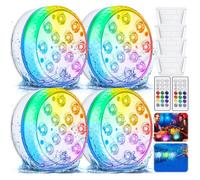Lumiere piscine,4 Pcs LED Piscine Sous l'eau,16 RGB LED Eclairage Piscine,Télécommande Lampes IP68 Etanche lumière piscine