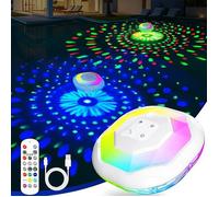 Lumiere Piscine Flottante avec Télécommande, Rechargeable Eclairage Piscine LED Sans Fil avec Spectacle de Lumières