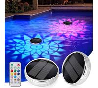 Lumiere Piscine Flottante, Lumiere Piscine Hors Sol Solaire avec Télécommande 3 RGB Mode, 9 Couleur LED Submersible pour PROJECTEUR
