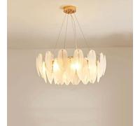Lumière Plume Verre Lumière Français Premium Salon Matériel Lustres Dimmable E14 Lampe Suspendue Salle À Manger Chambre Luminaire/23.62In/60Cm