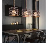 Lampe suspendue en corde de chanvre Rétro Vintage Lampe de salon Style industriel Suspension Rustique Campagne, couleur rouille, 3x E27, LxlxH 115x28x120 cm
