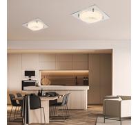 Plafonnier plafonnier lampe de salon lampe de chambre lampe de couloir, cristaux de verre verre miroir chromé clair, LED 12W 960Lm blanc neutre, LxlxH 31,5x31,5x8,5cm, lot de 2