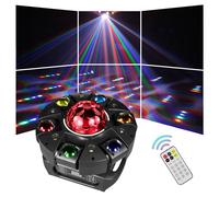 Lumière principale mobile à 6 bras avec effet d'éclairage de scène RGBW 4 en 1 et effets stroboscopiques, télécommande, DMX512, AUTO, activé par le son et Master-Sl noir