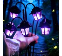 Lumière solaire de sol style palais rétro violette à 6 LED, lumière de paysage de jardin de cour extérieure, lumière décorative de cour solaire, lumière de sol suspendue pour villa, convient pour les 
