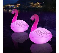 Lumiere Solaire Exterieur Piscine, Lampe Piscine Solaire Decorative, IP68 Étanche Lumière Gonflable, Flamant Flotteur Piscine Avec Led Puissante, Pour Jardin Terrasse Interieur Maison (2pièce)