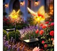 Lumière Solaire Jardin,2 Pièces Papillon Lampe Solaire Extérieure,1200mAh Étanchéité IP67 Lampes Solaires Allumage Automatique pour l'extérieur,Lumière Décoration pour Jardin Patio,Pelouse,Terrasse
