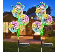 Lumière Solaire Jardin, 2 Pièces Papillon Pissenlit Lampe Solaire Extérieure 2 Modes Étanche Paysage Lampe Eclairage pour Chemins Lumière Décoration de Jardin Patio, Mariage, Noël, Pelouse, Terrasse