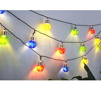 Lumières d'ampoule solaire, 5M 20 LED Lampes d'ampoule rétro à cordes solaires étanches avec 2 modes d'éclairage pour l'extérieur, le jardin, les décorations de Noël (Multicolore)