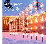 Lumières de Canne en Bonbon de Noël - HUOLE - Borne solaire - 10 Pcs - Imperméables