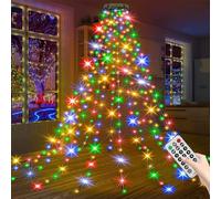 Lumières de Cascade d'Arbre de Noël Avec Anneau, Guirlande Lumineuse 1.5M 200 LEDs 8 Modes pour Sapin, Décoration d'Arbres (Coloré)