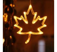 Lumières de fenêtre LED d'automne à piles en forme de citrouille et feuille d'érable pour décoration saisonnière avec fonctions d'économie d'énergie et ventouses (feuille d'érable)