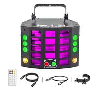 Lumières de fête, lumière disco, lumières DJ, effet de faisceau papillon LED 4 en 1 et effet gobos de faisceau rouge vert, 15 canaux DMX avec son activé pour la fête de Noël Halloween
