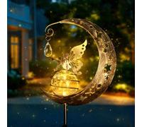 Lumières de jardin à énergie solaire, lumières solaires extérieures de fée de la lune - lumières de lanterne en verre craquelé imperméables, lumières de chemin à énergie solaire améliorées, convenant 