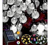 Lumières de jardin solaires extérieures, guirlandes solaires étanches 5m-20 Leds/7m-50 Leds/12m-100 Leds, guirlande de boules à bulles solaires, 8 modes, lumières de boules de cristal, lumières de fée