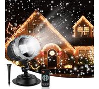 Lumières de neige LED, Projecteur rotatif de flocon de neige de Noël Lumières extérieures de neige d'intérieur avec télécommande pour le jardin de la fête d'Halloween