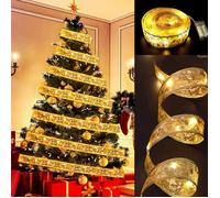 Lumières de Noël à LED de 10m, Guirlandes Lumineuses à Ruban Brillant, Arc en Dentelle DIY Décor Arbre De Noël Intérieur Extérieur