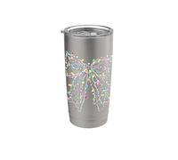 Lumières de Noël avec nœud en ruban, coquette esthétique, filles et jeunes Gobelet isotherme en acier inoxydable double paroi