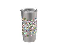 Lumières de Noël avec nœud en ruban, coquette esthétique, filles et jeunes Gobelet isotherme en acier inoxydable double paroi