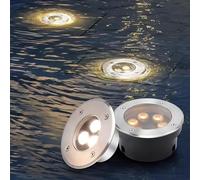 Lumières De Paysage - Lumière Souterraine À LED, Lumières LED Sous-marines Basse Tension AC 12V/24V, Lumière LED Submersible Ronde Intégrée Étanche IP68, Pour Éclairage De Décoration Extérieur(Warm Wh