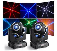 Lumières de Scène - JAJALUYA DJ Lyre 200W avec 8 anneau de LED RVB+ Blanc - Pour Fête Disco Noël - Pack de 2