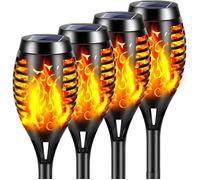 Lumières Flamme Solaire Exterieure,4Pcs 12 LED Lampe Solaire Flamme Torche Jardin Exterieur Étanche IP65,Lumiere Torche Solaire