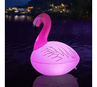 Lumières Flottantes de Piscine Flamingo, Boule Solaire Exterieur Jardin, Boule Lumineuse Exterieure Solaire Gonflable, Lampe Solaire Etanche LED, Lampe Solaire Decoration Piscine Eclairage (1 Pièces)