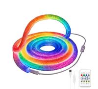 Lumières LED à changement de couleur douce alimentée par USB Éclairage | Bande LED néon lumineuse à 360° pour salon, chambre à coucher, dortoir, plafond, mur, fête, Noël, anniversaire, 5 m
