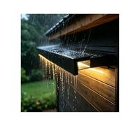 Lumières LED en aluminium carré pour bord de gouttière extérieur | Alliage aluminium durability, excellente évacuation d’eau, sur-mesure, montage facile(Black,2pcs)