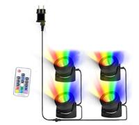 Lumières LED sous-marines étanches IP68 4 en 1 pour piscines, étangs, fontaines, jardins, RVB multicolore, blanc chaud, système d'éclairage par câble basse tension (coloré)