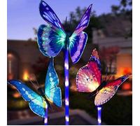 Lumières Solaires de Jardin Décoratives Extérieures, Paquet de 3 Lumières Actionnées Solaires de Jardin Avec Papillon