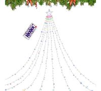 Lumières solaires de Noël d'extérieur | Éclairage d'ambiance multi-mode en forme d'étoile - Décorations de Noël solaires en cascade - Décoration de jardin, cour, pelouse, allée, patio, arbre, vacances