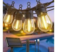 Lumières solaires d'extérieur - 10 LED, 12,5 m - Ampoules solaires - Recharge USB/solaire - 4 modes - Mode solaire 3 - Jardin, balcon, fête