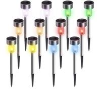 Lumières solaires extérieures colorées de jardin de l'acier inoxydable LED des lumières 12pcs sans fil pour extérieur，4.5*29.5cm