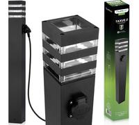 LUMILED Lampe d'allée extérieure Borne d'éclairage Lampadaire extérieur Lampadaire extérieur avec prise de courant Lampe de jardin Colonne électrique 80cm IP44 Douille E27 max 13W