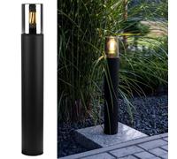 LUMILED Lampe d'orientation extérieure Borne lumineuse en verre fumé 60cm IP54 étanche aux projections d'eau Douille E27 max 13W Lampadaire Lampadaire extérieur Éclairage extérieur Lampe de jardin Lam