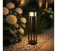 LUMILED LED Lampe de Chemin 12W Borne d'Extérieur 1140Lm 3000K IP54 80cm Noir Aluminium Eclairage de Chemin Eclairage extérieur Eclairage de Jardin Lampe de Chemin Debout Etanche aux éclaboussures Bla