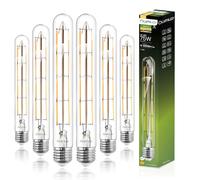 Lumiled Lot de 6 ampoules LED vintage T30 E27 8 W (équivalent à 75 W), 1055 lm, tube en verre transparent, 3000 K, lumière blanche chaude, ampoule rétro traditionnelle, filament 360°