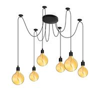 Lumiled Lustre suspendu créatif araignée lampe industrielle plafonnier vintage industriel culot E27 noir en métal réglable en hauteur lampes de table à manger (6 ampoules)