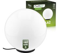 LUMILED Milchig Lampe sphérique 40 cm Extérieur Lampe sphérique blanche Boule de jardin Lampe de chemin IP44 Douille E27 Câble de raccordement 1,95m
