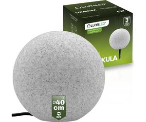 LUMILED Pierre Lampe boule extérieure 40cm Lampe boule extérieure Lampe boule jardin Lampe boule extérieure Lampe chemin IP44 Douille E27 Câble de raccordement 1,95m