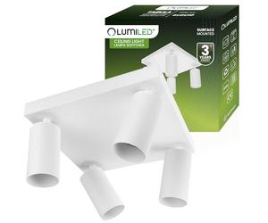 Lumiled Plafonnier à 4 spots pour plafond, plafonnier, plafonnier, orientable, pivotant, blanc, rond, 4 douilles GU10, 230 V
