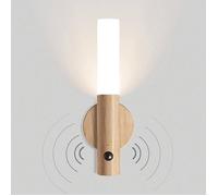 Luminaire Applique Murale Sans Fil Bois-Batterie, Détecteur Mouvement,Rechargeable Magnétique,LED Blanc Chaud pour Escalier Chambre